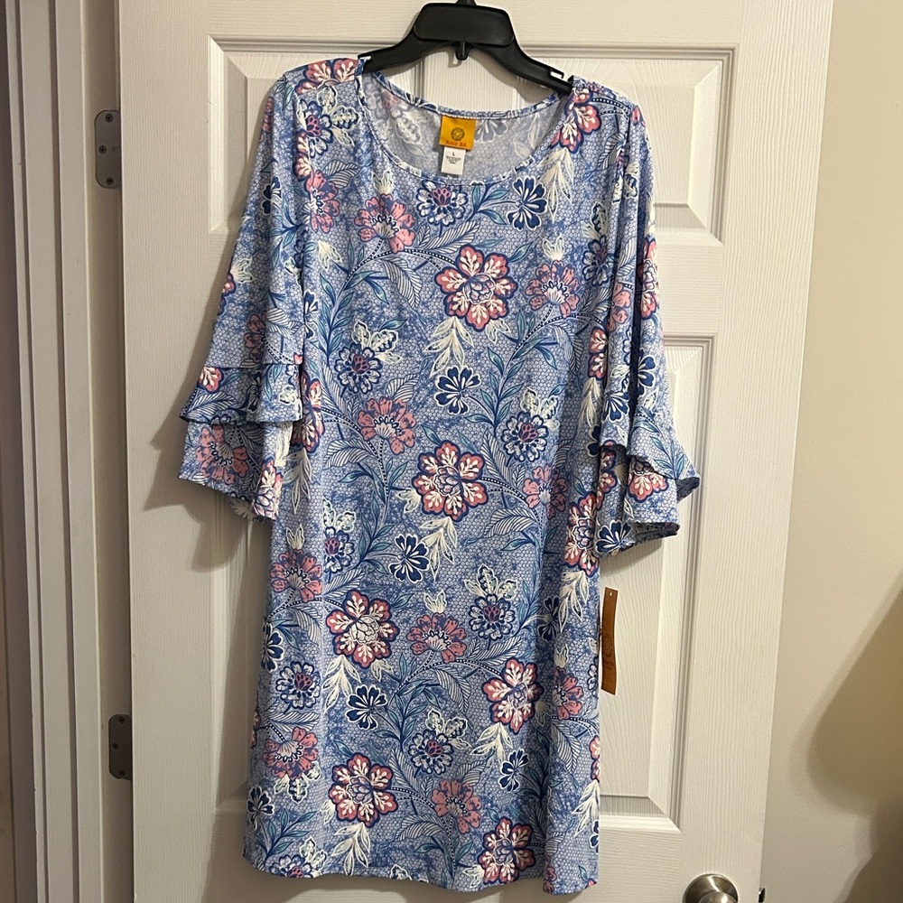 Ruby Rd. Blue and Pink Floral Dress